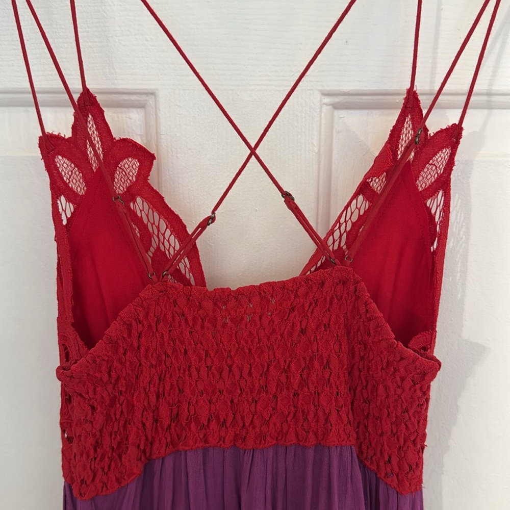 Free People Red/Purple Flare Dress Sz S - Picture 6 of 6